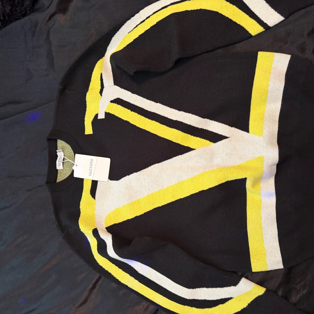 Valentino Black Sweater with Yellow and White Accents